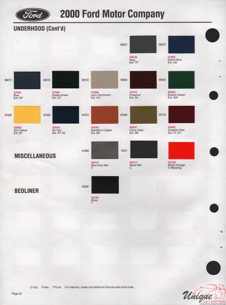 2000 Ford Paint Charts Sherwin-Williams 6